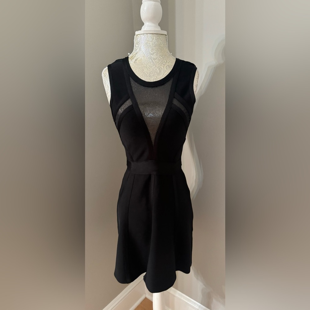Bebe Black  Bandage Bodycon Flair Dress Size  XS